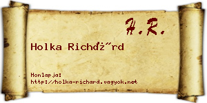 Holka Richárd névjegykártya